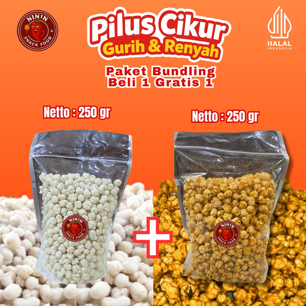 

Ninin Pilus Cikur Kencur Paket Hemat Bundling Beli 1 Gratis 1 Total 1 Kg Makanan Halal instan Bisa Toping Makanan Berkuah