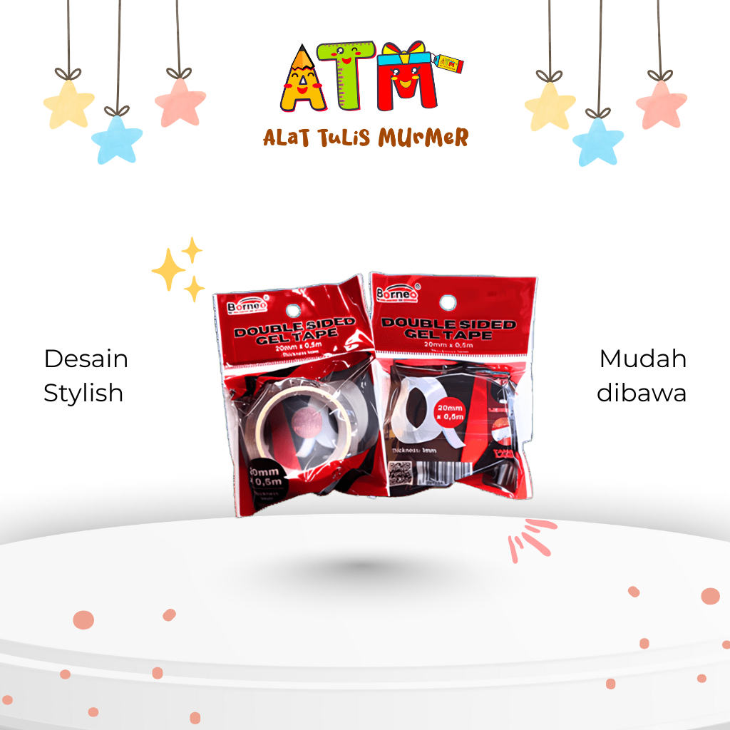 

Lakban/Double Tape/Perekat/Borneo Double Sided Gel Tape Kecil 20mm x 0.5m