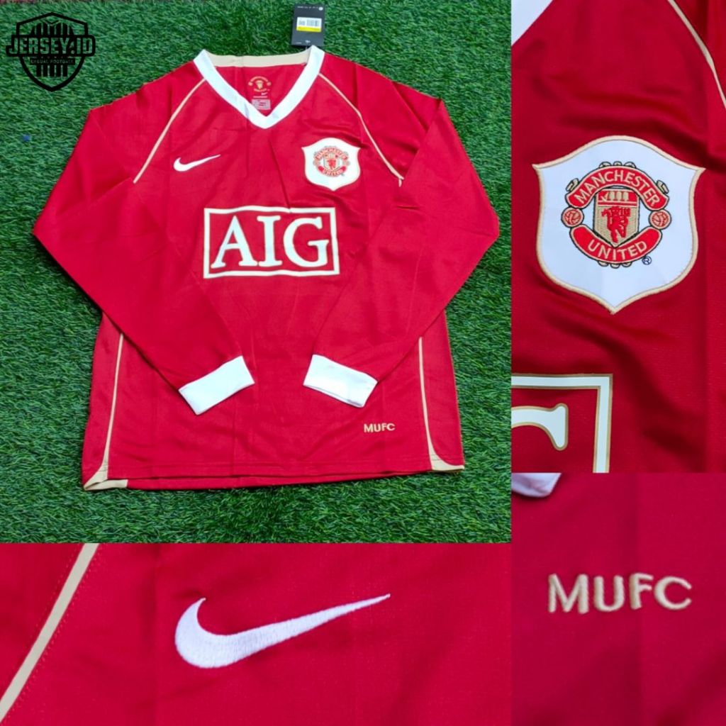 Jersey Retro Vintage Manchester United Home Lengan Panjang 2006-2007