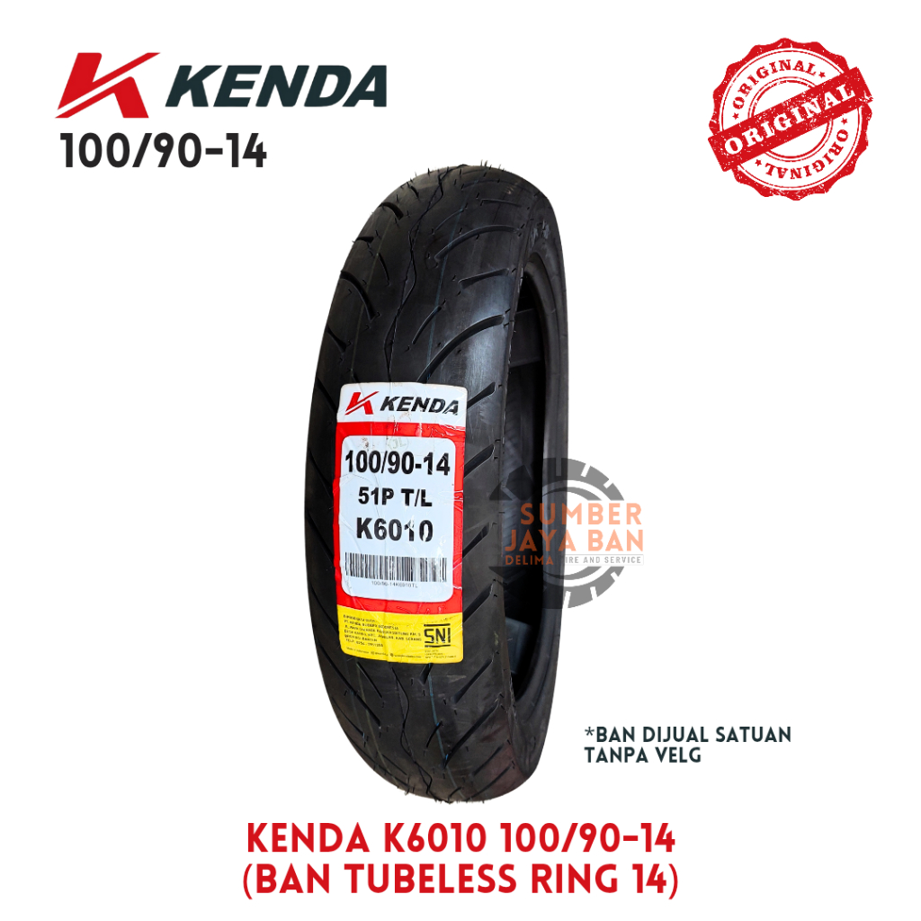 Kenda K6010 100/90-14 Ring 14 100/90 Tubeless Ban Motor Hemat
