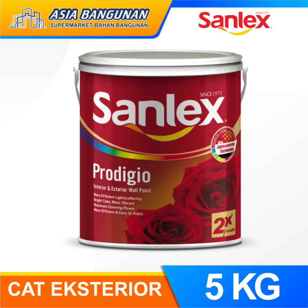 Sanlex Prodigio Cat Tembok 5Kg Warna White – Interior Eksterior Putih Tahan Panas dan Hujan