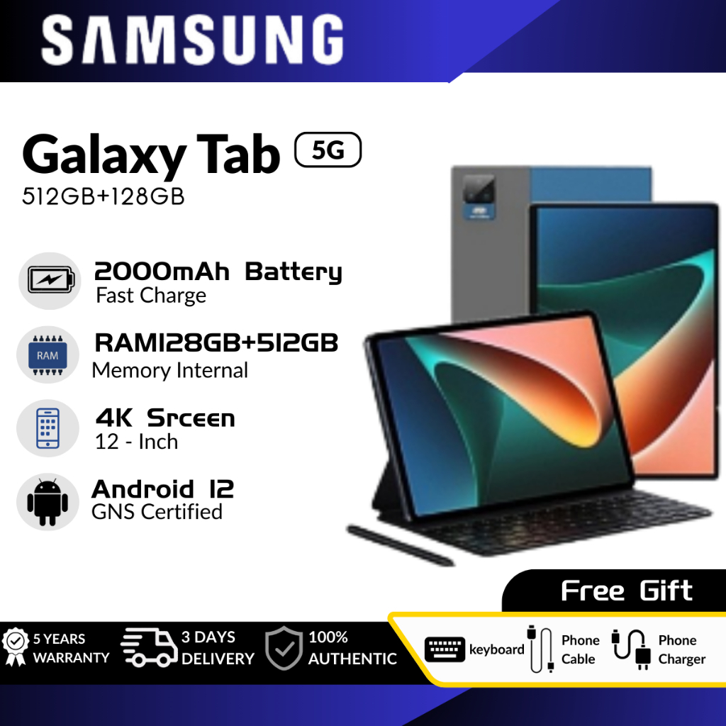 Tablet Samsung Galaxy Tab 10.1 - RAM 12GB ROM 512GB | 4G LTE | Android 12 | Baterai 10000mAh