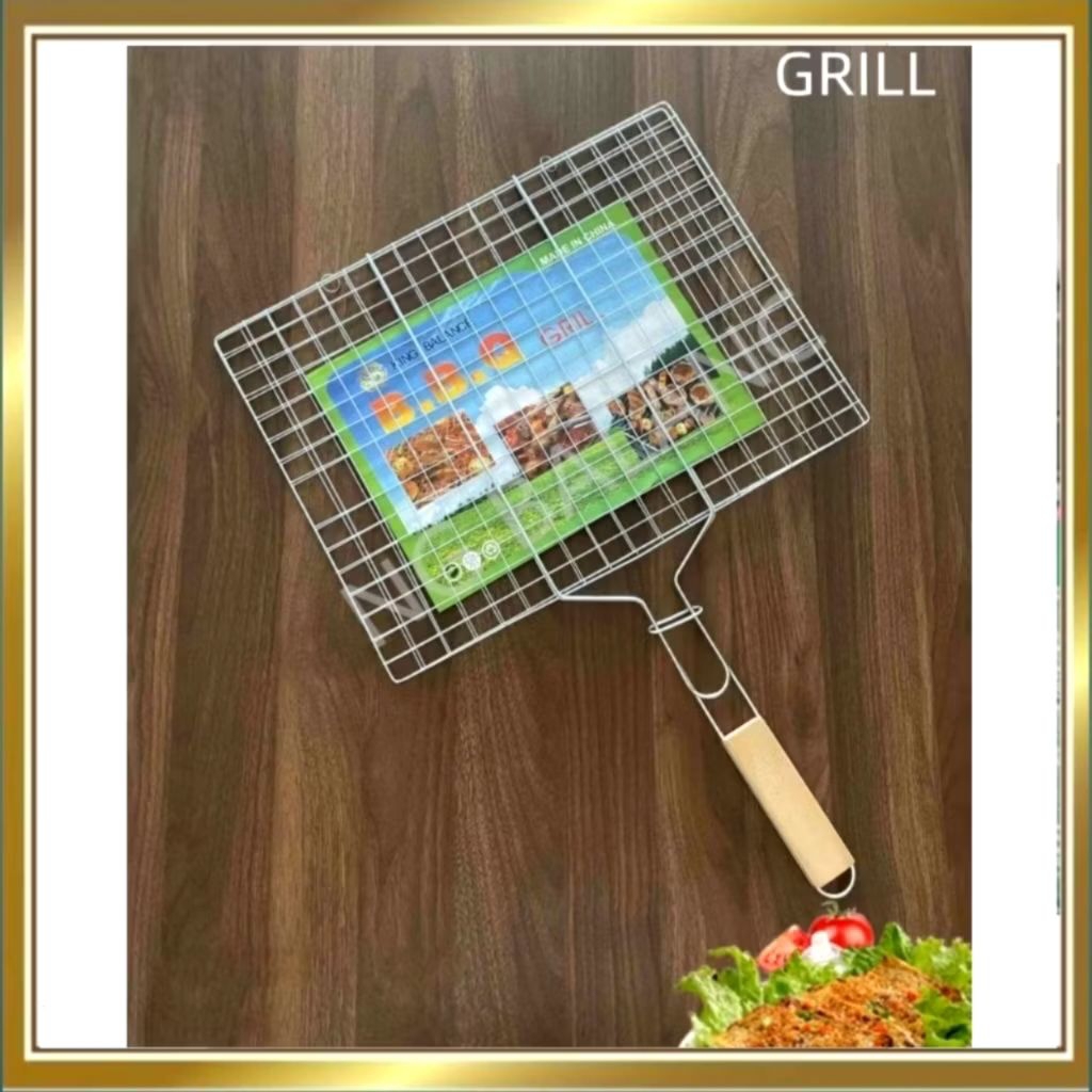Panggangan Ikan Daging Ayam Sate BBQ Grill Jepit Serbaguna Anti Lengket