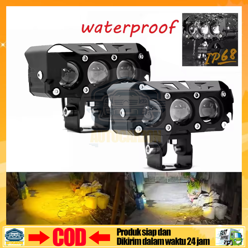 (Ready ya,cod) 1 Lampu Tembak Sorot LED Laser Gun Mobil Motor Lasergun 3 Mata Polos Super Terang Lam