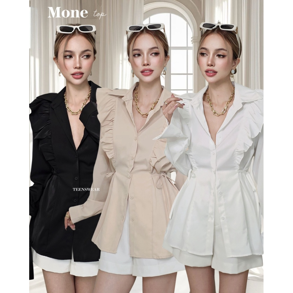 Mone Ruffle Top (Cotton Candy Basic Ruffle Shirt Top Import Bangkok)