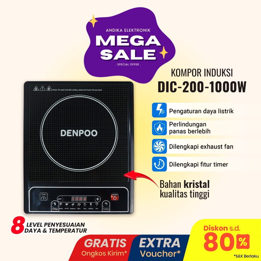 KOMPOR LISTRIK DENPOO DIC 200-1000 KOMPOR INDUKSI