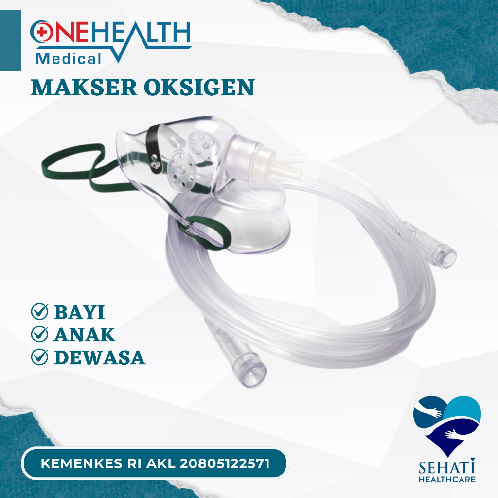 OneHealth Masker Oksigen Bayi Anak Dewasa Oxygen Mask S M L Infant Baby Child Adult Selang Sungkup P
