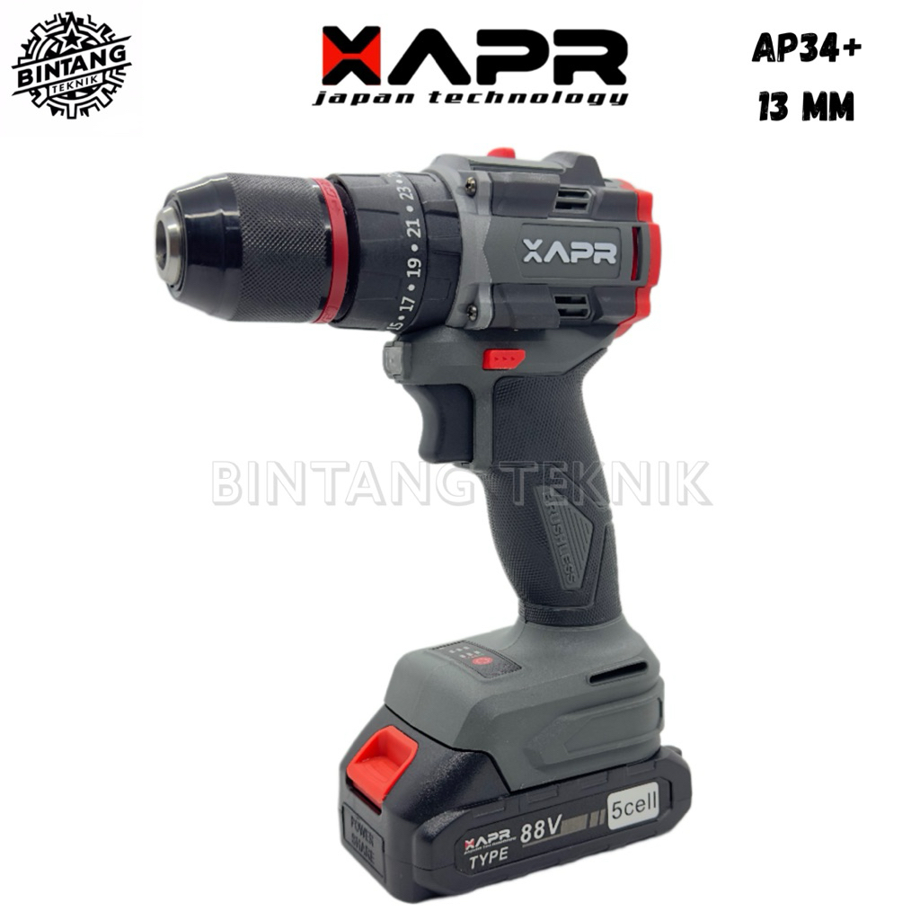 APR AP34+ 13MM BOR BATERAI / BOR CORDLESS BRUSHLESS AP34+ / MESIN BOR BATERAI / BOR IMPACT APR 13MM