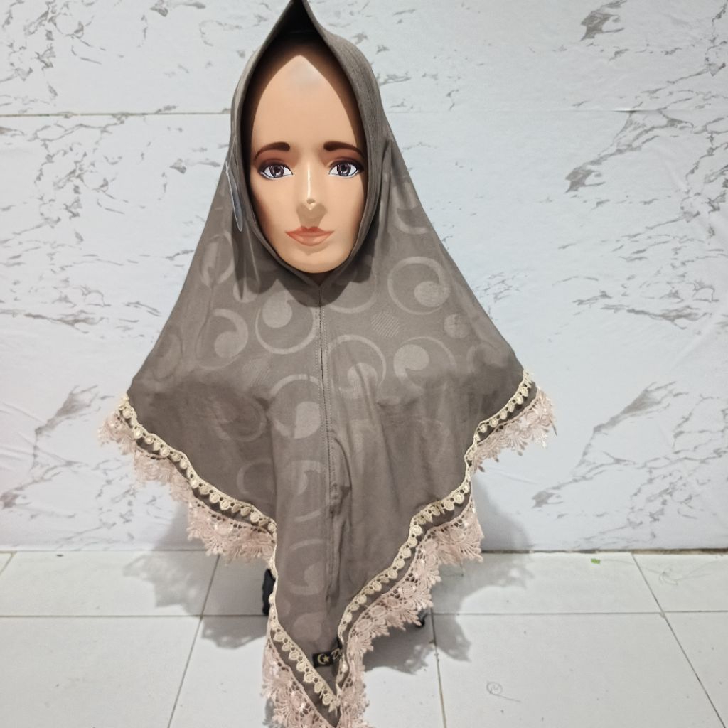 Hijab instan bergo renda mewah cantik jersey fresia by dewi collection