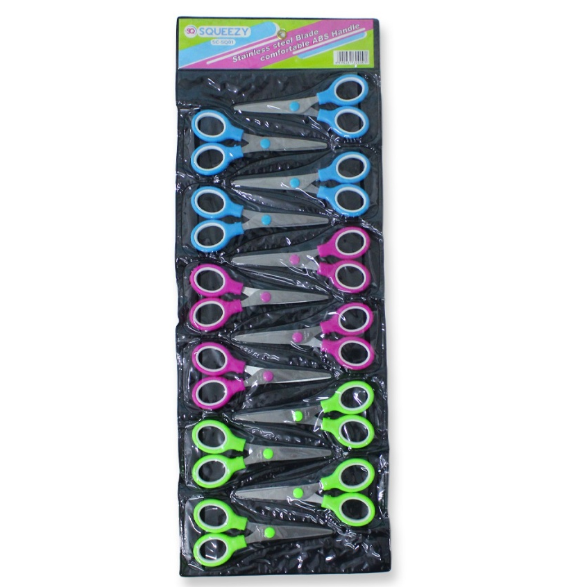 

Harga Grosir ( 1 Lempeng /12pcs ) Gunting Kecil Warna SQUEEZY SC-SQ01 Scholl & Children SCISSORS Original