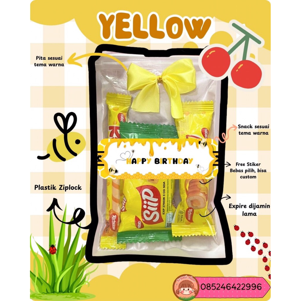 

Kuning - Mini Gift Snack | Mini Hampers | Freebis | Ulang Tahun | Jumat Berkah | Sempro | Kelulusan