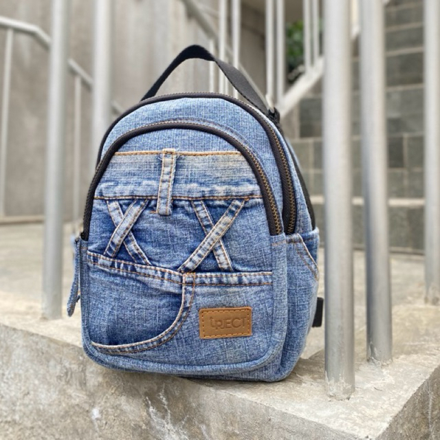 Upject ladybug bag | Tas Slempang Ransel Jeans Denim 3in1