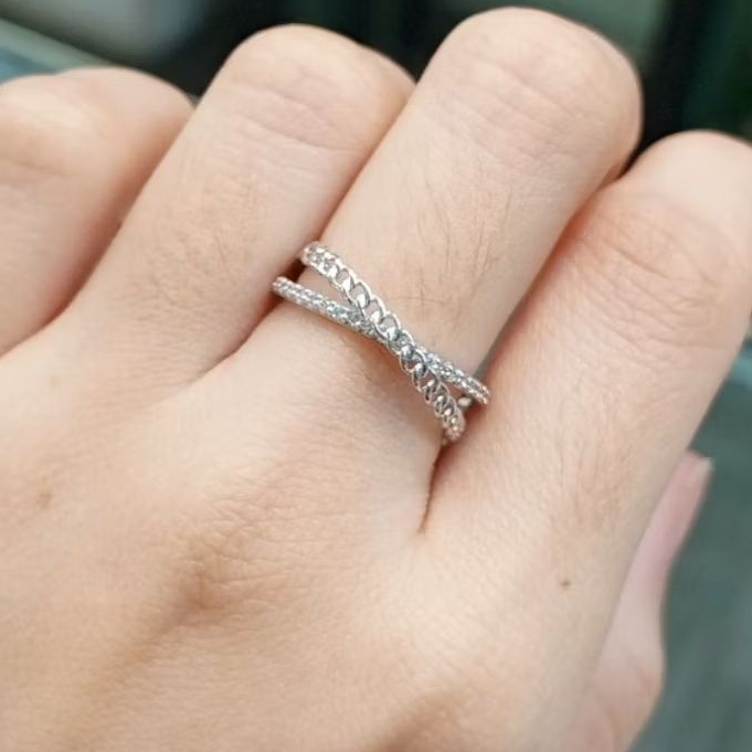 Cincin Wanita Mas Putih Zircon Fashion 18k uk10 2.21gram (CG260)