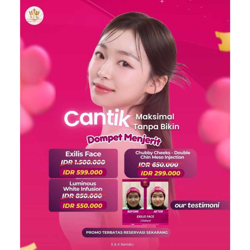 Paket Promo Perawatan Wajah – Exilis Face, Meso Double Chin, Infus Whitening