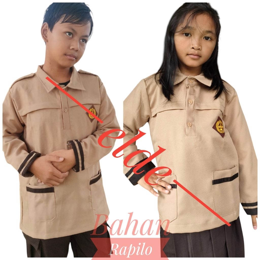 eLDe Baju Pramuka Siaga Bahan Rapilo SD MI Tangan Panjang Laki laki Perempuan
