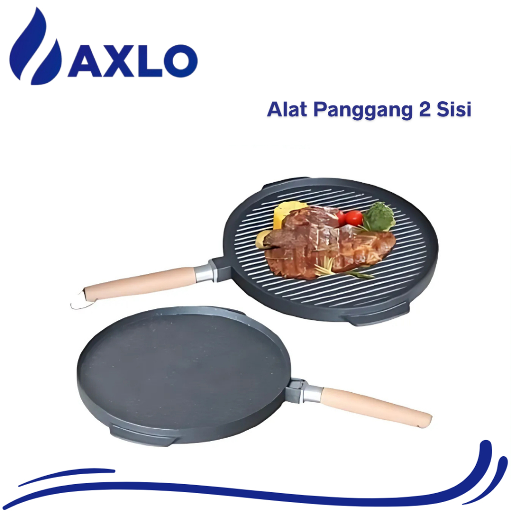 Wajan Pemanggang Daging Alat Panggang Daging 2 sisi alat pemanggang BBQ Aluminium Kitchenware