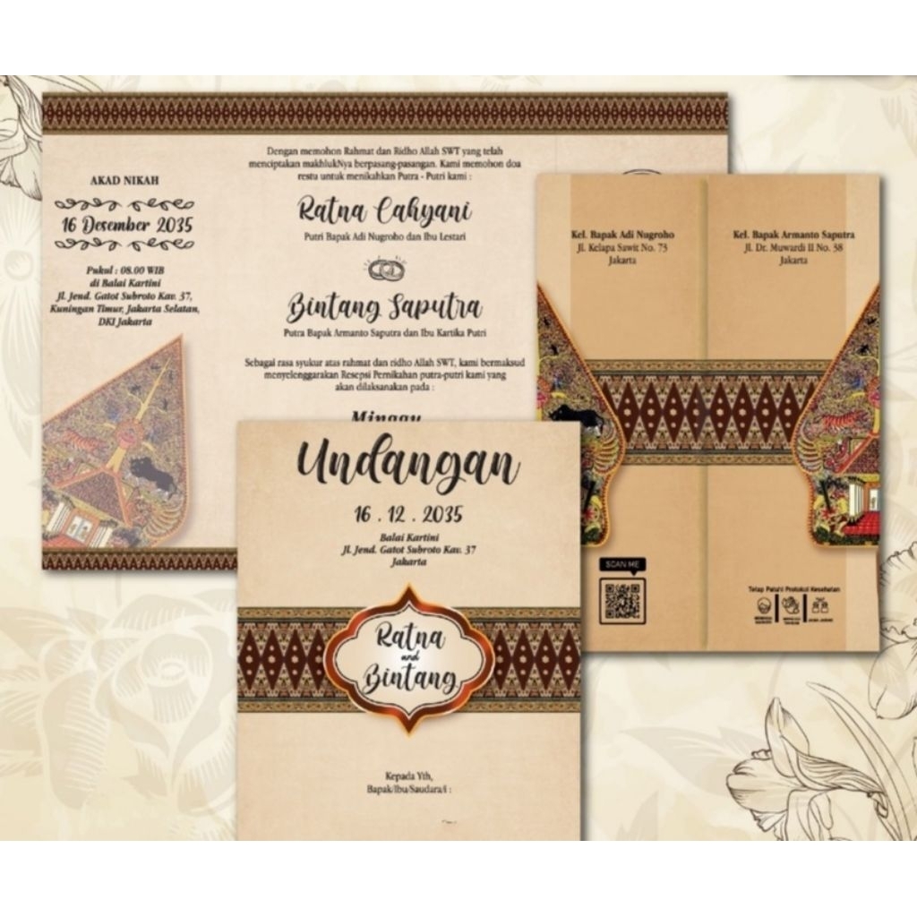 Undangan Pernikahan elegan jawa, Unik, Simpel, Elegan, Rustik