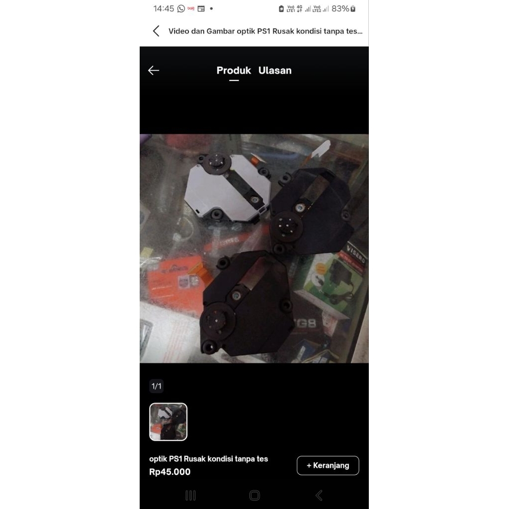 Optik PS1 Rusak kondisi tanpa tes