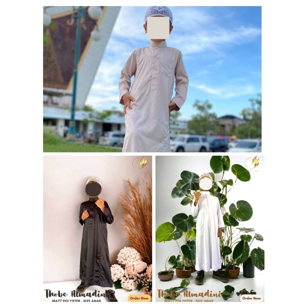 Jubah anak remaja thobe al madini /jubah anak dan remaja /jubah warna/putih/hitam