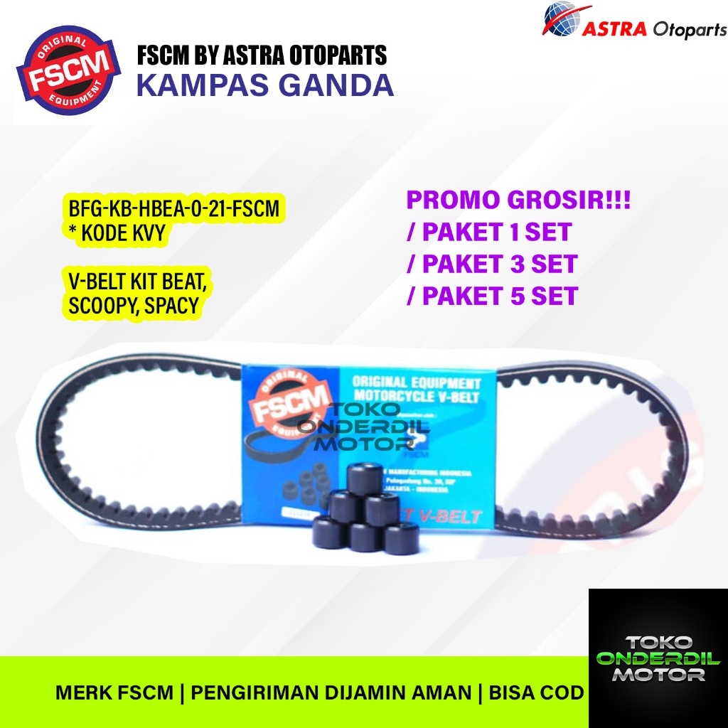 FSCM VAN BELT VBELT V-Belt Kit Beat, Scoopy, Spacy KVY PLUS ROLLER PAKET PROMO 1 SET / 3 SET / 5 SET
