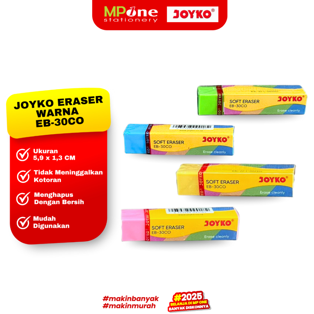 

Joyko Penghapus Kecil Warna Warni Panjang EB-30CO / Eraser Pencil Colour JOYKO