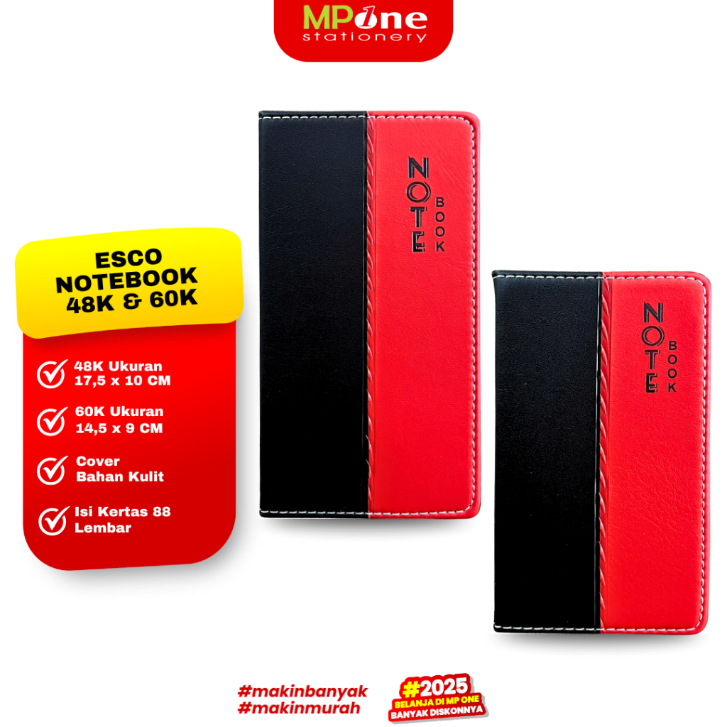 

Esco Notebook Cover Kulit 48K/60K / Buku Catatan Ukuran Sedang Isi 88Lembar / Notebook ESCO