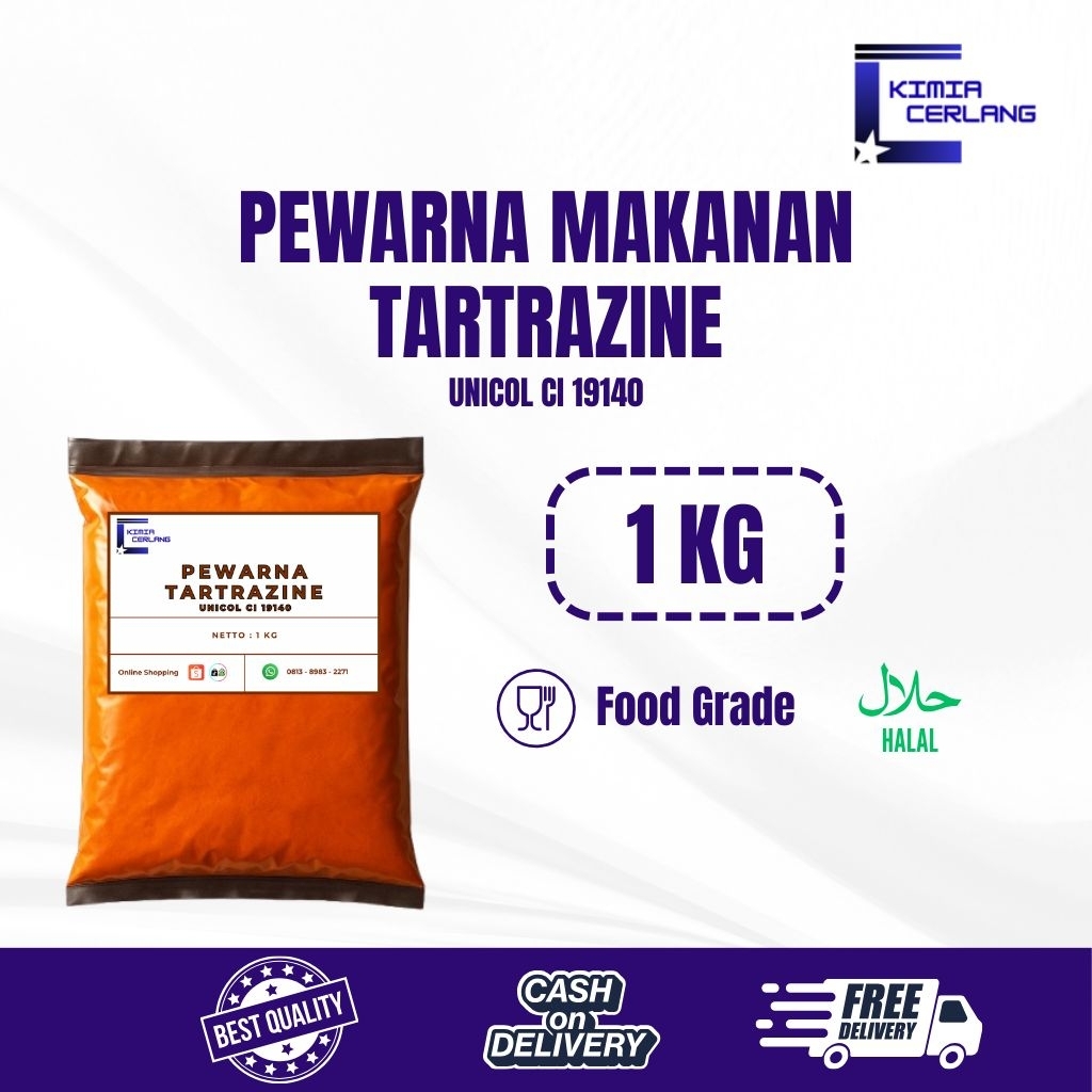 

Pewarna Makanan Bubuk Tartrazine CI 19140 / Tartazine Kuning Halal Food Grade 1 Kg