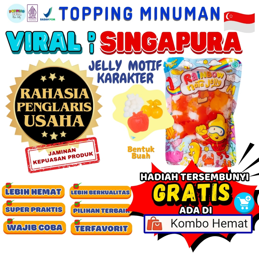 

Jelly Motif Karakter Topping Minuman - Jelly Bentuk Buah Cocok Untuk Semua Minuman | Popping Boba Meletus Pecah Dimulut Nata Jelly