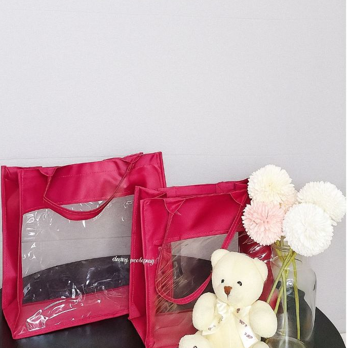 

TAS MIKA TOPLES Kue kering isi 3 dan isi 2 tas mika jinjing tas mika transparan untuk hampers termurah