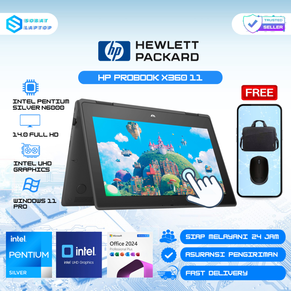 HP Probook X360 i5 Ram 8GB 1TB SSD Touchscreen 11.6" Windows 11 Profesional + Office 2024
