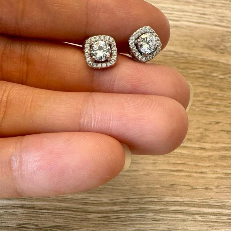 Giwang Kotak Ally’sa + Ulir Full Permata - Asli Perak 925 - Lapis Emas 17K - Giwang Wanita Fashionab