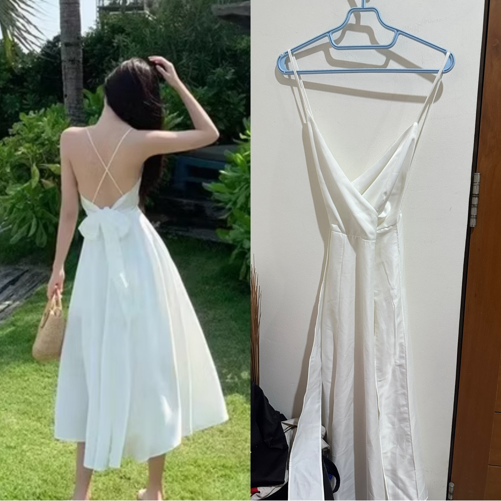Dress Korean Backless Satin Long Dress
