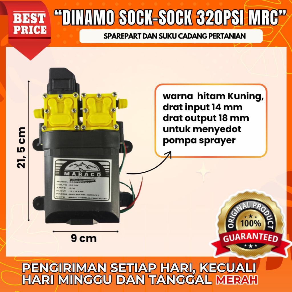 DINAMO POMPA SOCK-SOCK 320 PSI MARACO (dinamo sprayer  cuci motor mobil ac bergaransi)