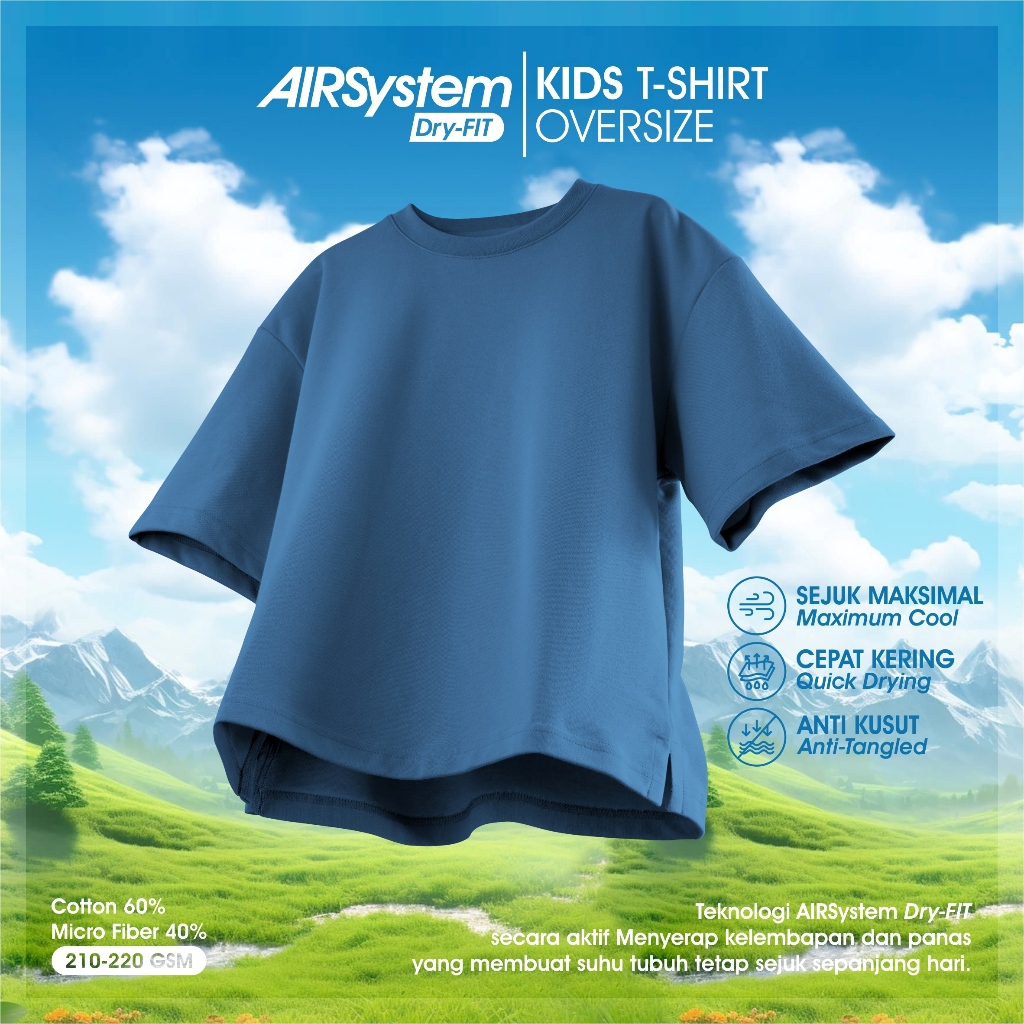 Kaos Anak Oversize Airsystem Micro Cotton Danbowl Cool Breeze CMGKIDS Fashion Unisex Denim