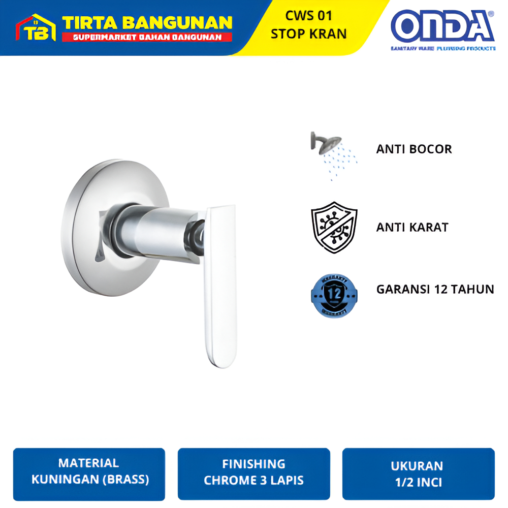 ONDA STOP KRAN CWS 01 STOP KRAN TANAM SHOWER AIR 1/2 INCI