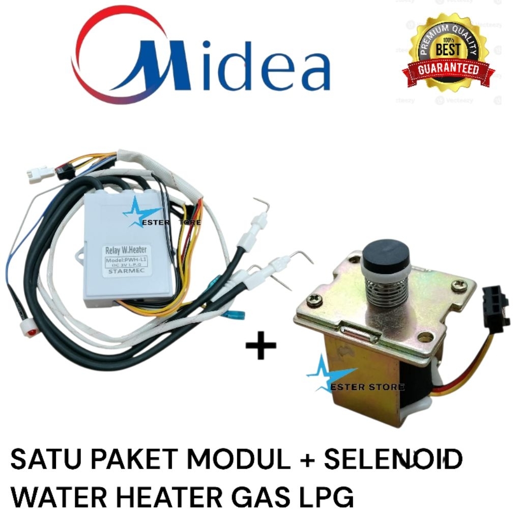 Paket Modul+ Selenoid Water Heater LPG gas Water Heater LPg MIDEA