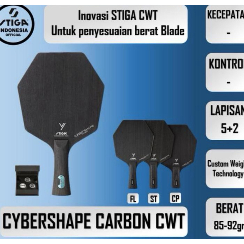Bat Pingpong STIGA CYBERSHAPE CARBON CWT - ITTF approved Original 100%