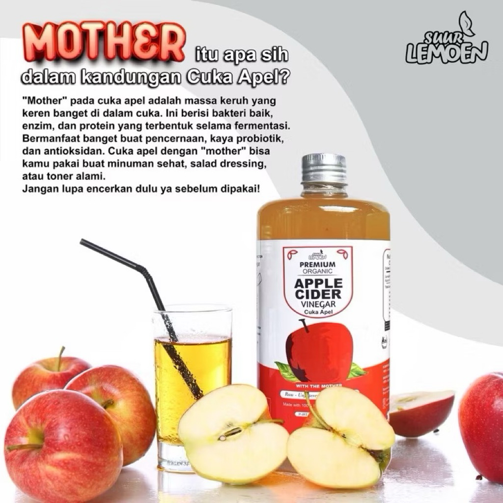 

Cuka Apel Suur Lemoen Premium Organic Apple Cider Vinegar Original Bantu Menormalkan Kolestrol Asam Urat Darah Tinggi Badan Pegal