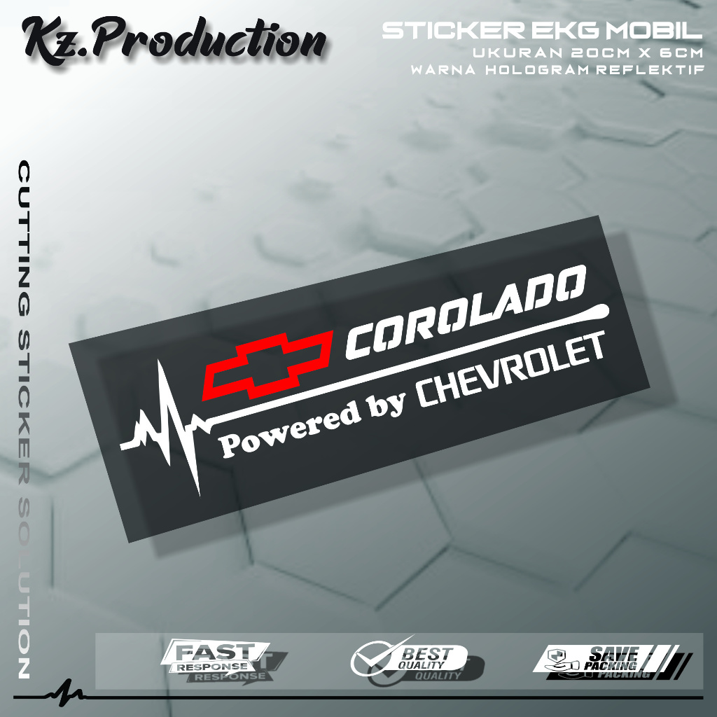 Sticker Cutting Kaca Mobil Chevrolet Corolado Motif Detak Jantung EKG Mobil Chevrolet