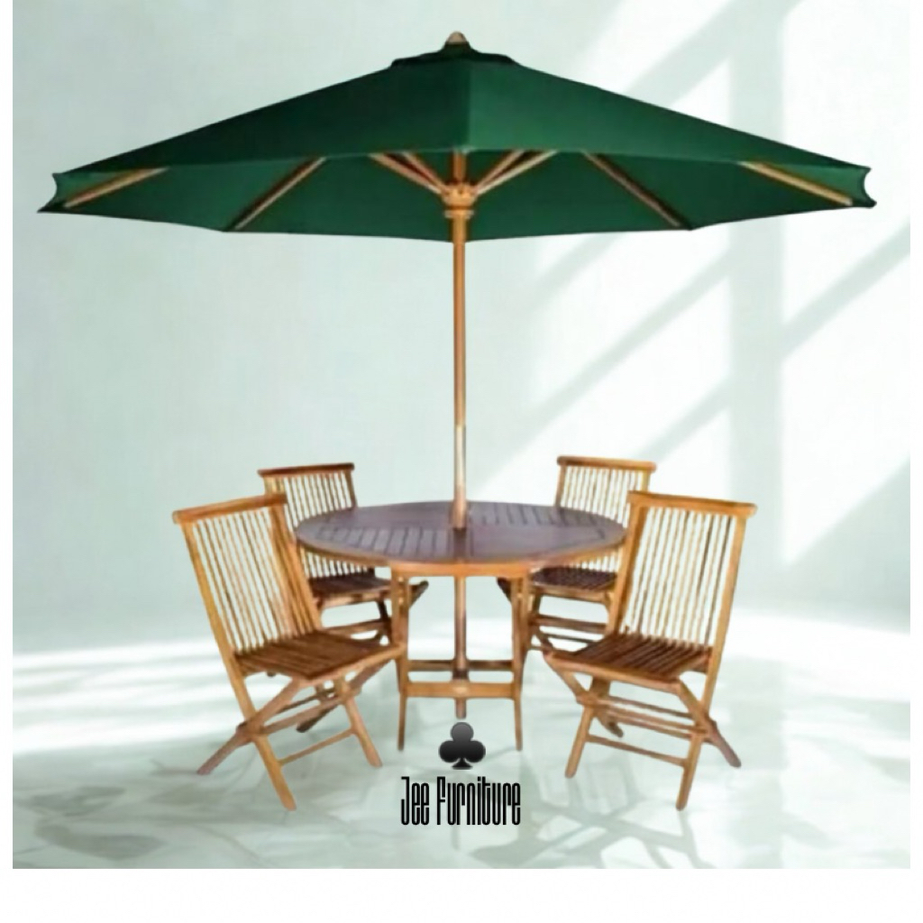 set meja payung, set meja taman, meja payung teras, meja payung jati
