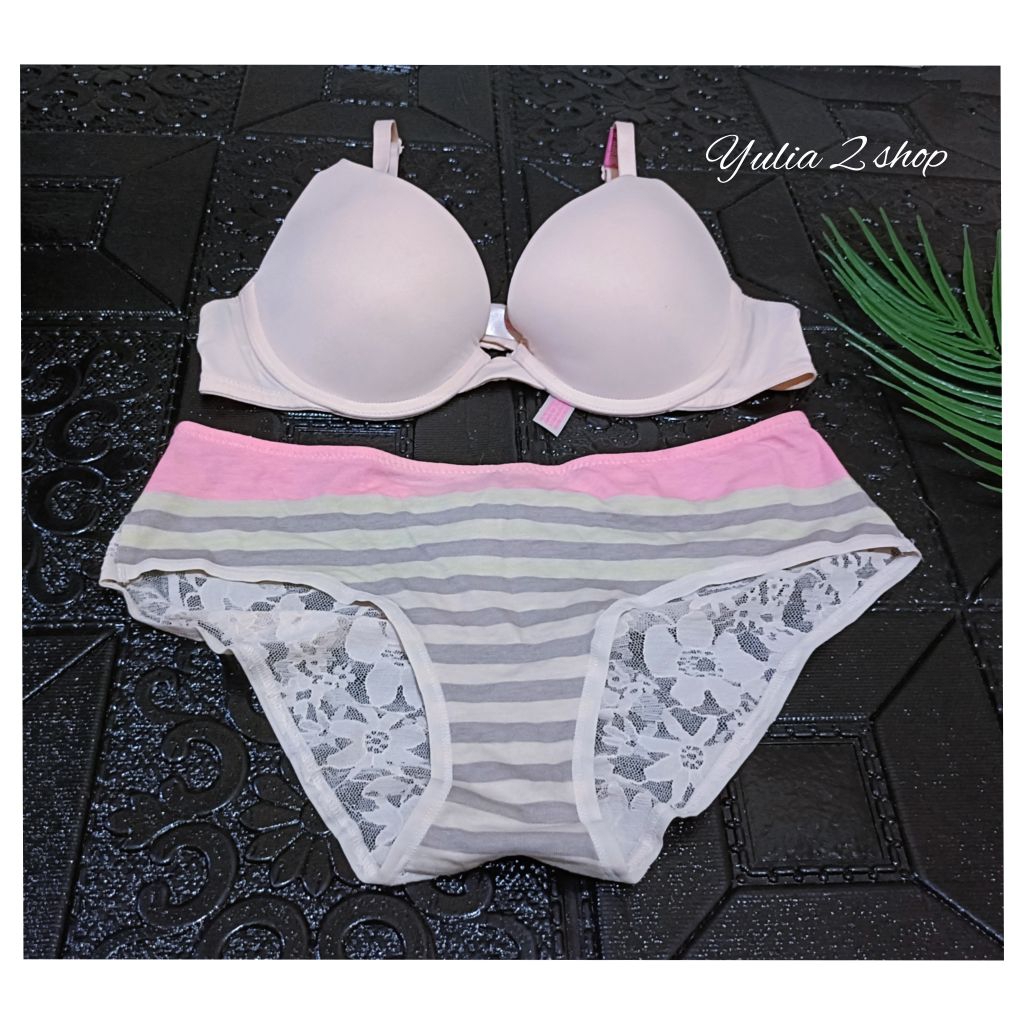 SALE NEW PINK VICTORIA'S SECRET BRA + PANTiES VICTORIA SECRET VS  LINGERIE PAKAIAN DALAM WANITA