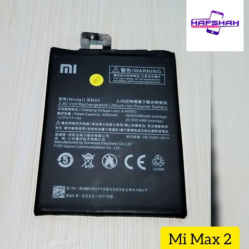 Baterai Mi Max 2 BM50 kw bekas