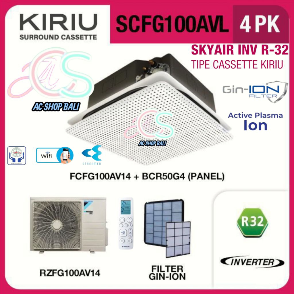 Ac Skyair Daikin Kiriu Inverter 4 Pk R22 FCFG100AV-L Daikin Ac Cassette