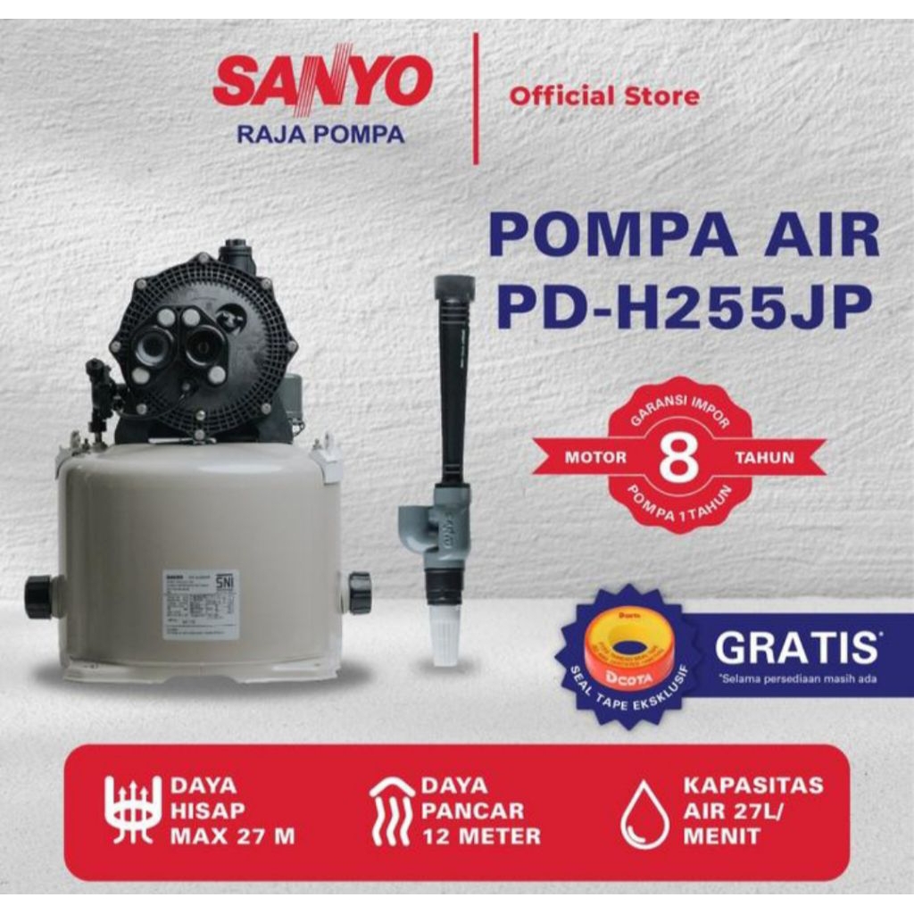 Pompa Air Sanyo Jetpump PDH 255JP | MADE IN JAPAN