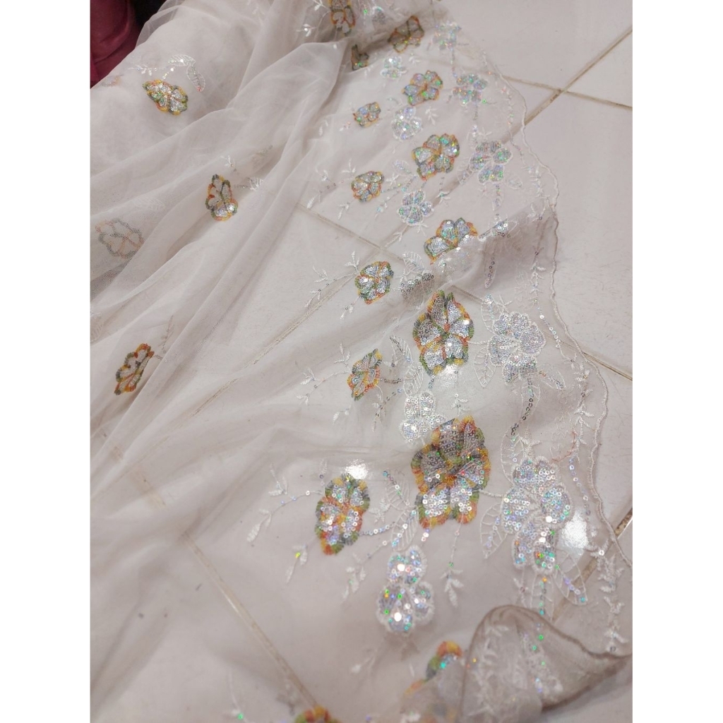 kain tile bordir Premium  - kain tile bordir payet  - kain tile bordir original ( BW ) A