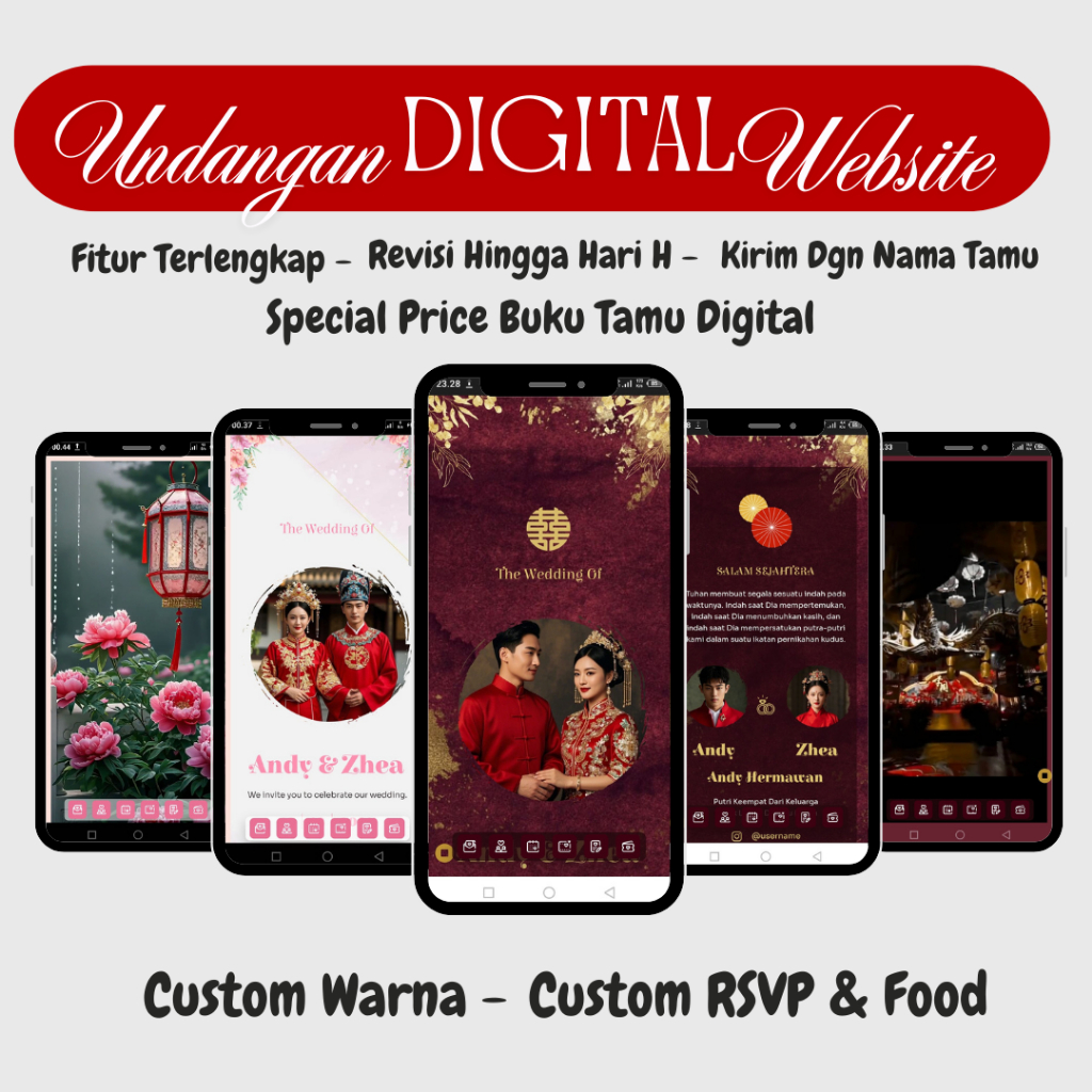 Chinese Undangan Digital Website Pernikahan China 3D Animasi Wedding Invitation Cina Tionghoa Link W