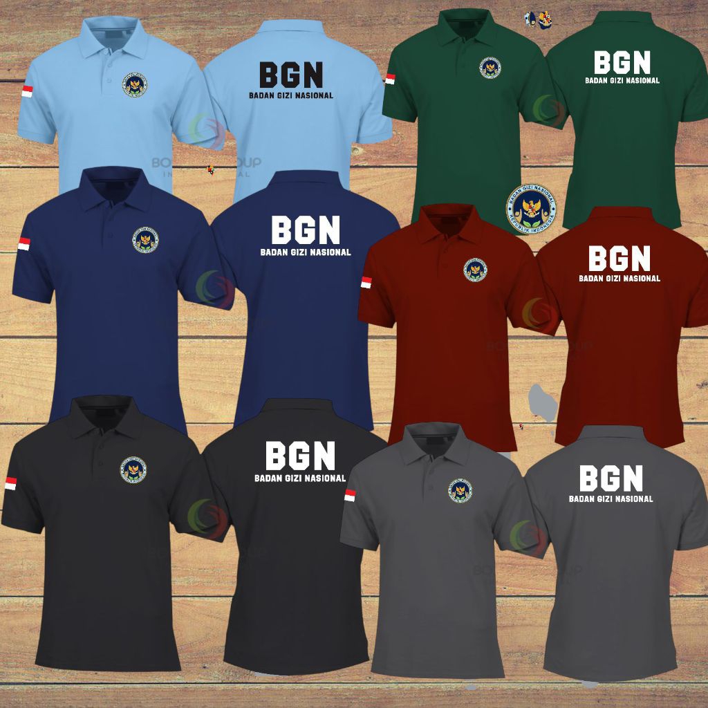 BORDIR BAJU KERAH POLO BADAN GIZI NASIONAL BORDIR COSTUM KAOS POL T-SHIRT