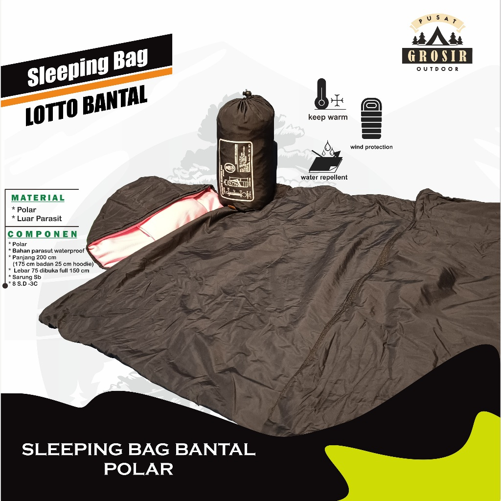 Sleeping bag bantal lotto - sleeping bag ultralight - sleeping bag anak - selimut camping
