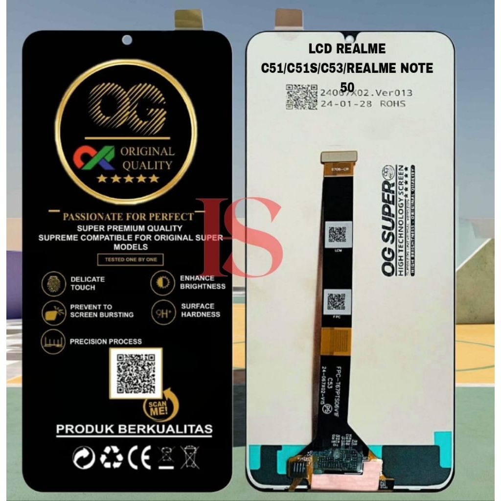 LCD REALME C51 LCD FULLSET TOUCH SCREEN LCD C51/C51S/C53/REALME NOTE 50 ORIGINAL