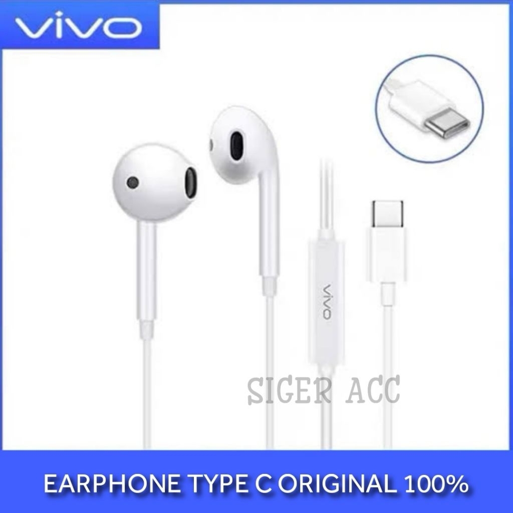Headset Vivo V29 V29 Pro V29e Original 100% Earphone Kabel Type C Handsfree With Mic